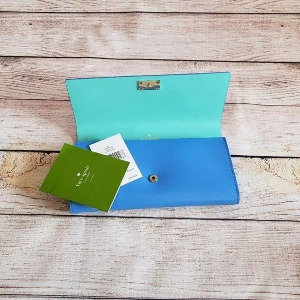 Kate Spade Leather Pim Arbour Hill Folder Over Snap Closure Wallet